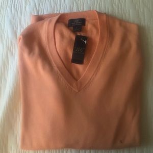 Brooks Brothers V-neck sweater. New with tags. Size L. Color Melon